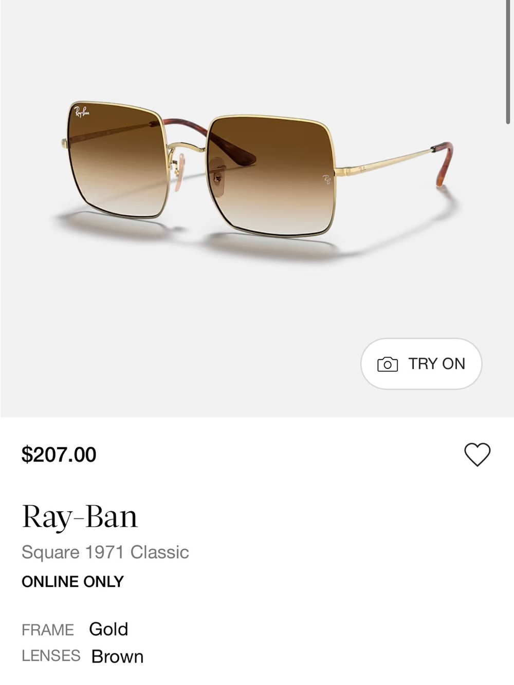 Ray-Ban Square 1971 Classic Sunglasses - Gold Frame Brown Gradient Lenses